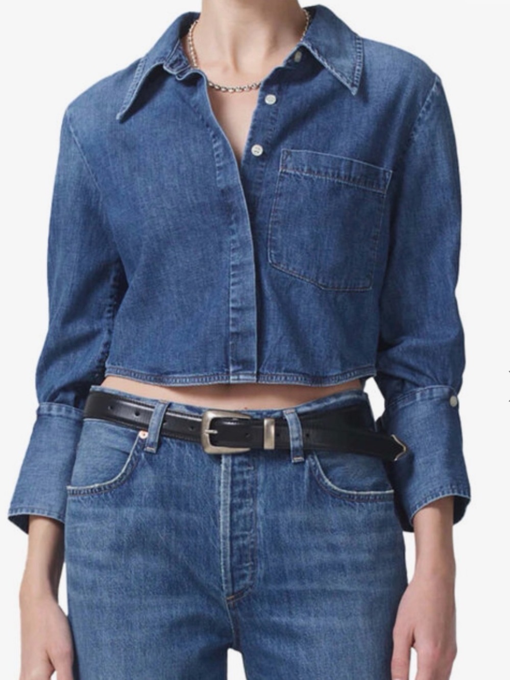 Citizens of Humanity Ambrose Denim Bea Cropped Shirt. Med